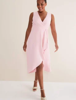 Julissa Sleeveless Ruffle Wrap Midi Dress