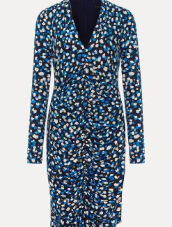 Juno Ruched V Neck Dotty Bodycon Dress