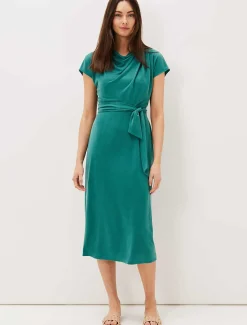 Kadence Cupro Tie Waist Dress