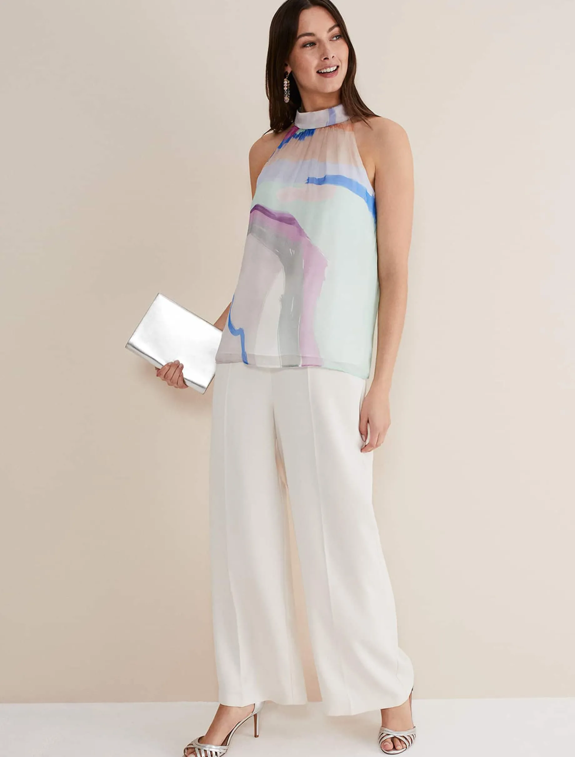 Kadie Printed Silk Halter Top