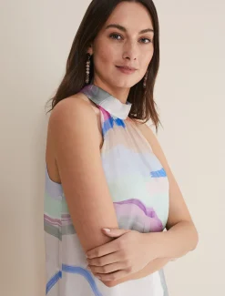 Kadie Printed Silk Halter Top