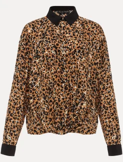 Kaelie Leopard Twist Front Blouse