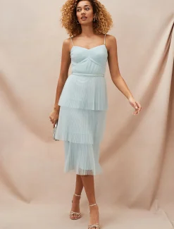 Kaia Pleated Tulle Midi Dress