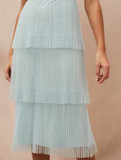 Kaia Pleated Tulle Midi Dress