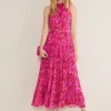 Kara Tiered Belted Floral Maxi Dress