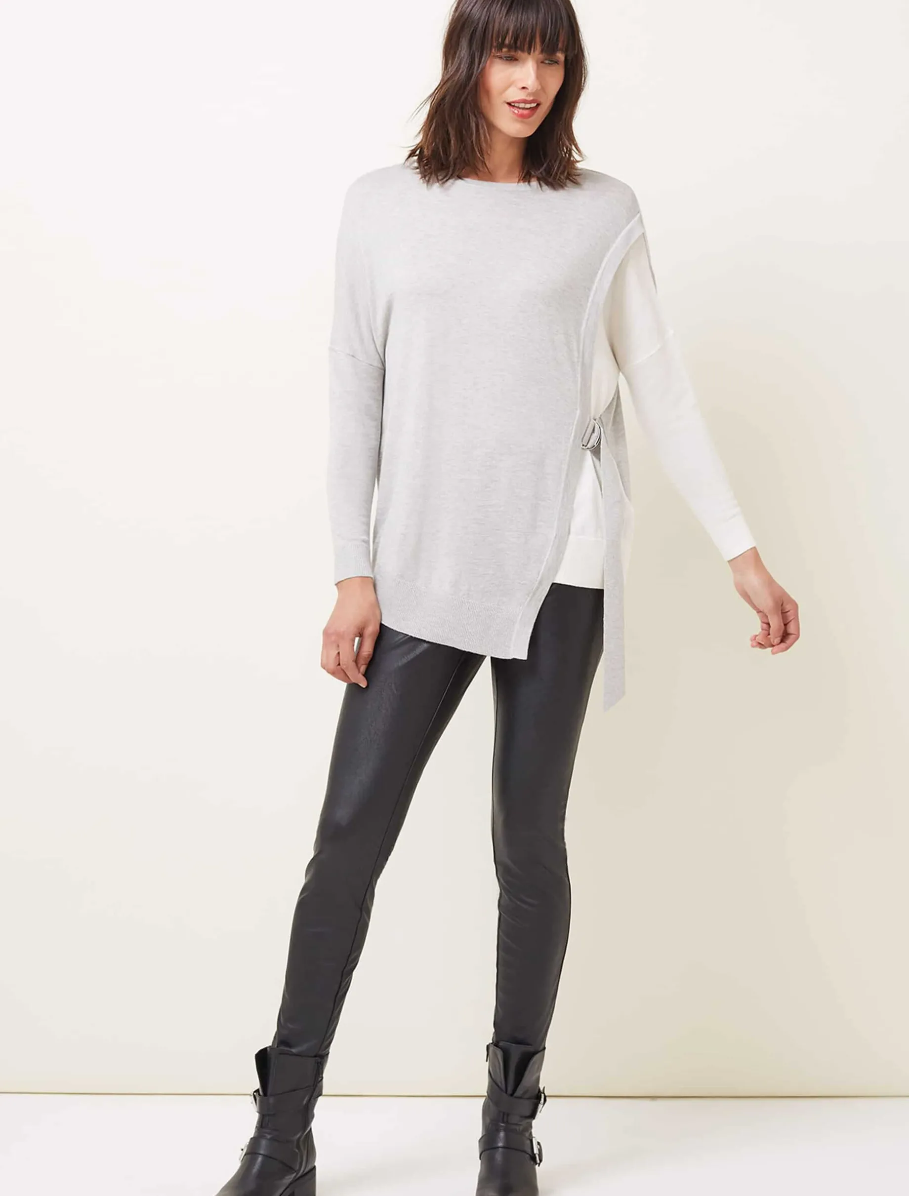 Karina D-Ring Colourblock Fine Knit Jumper