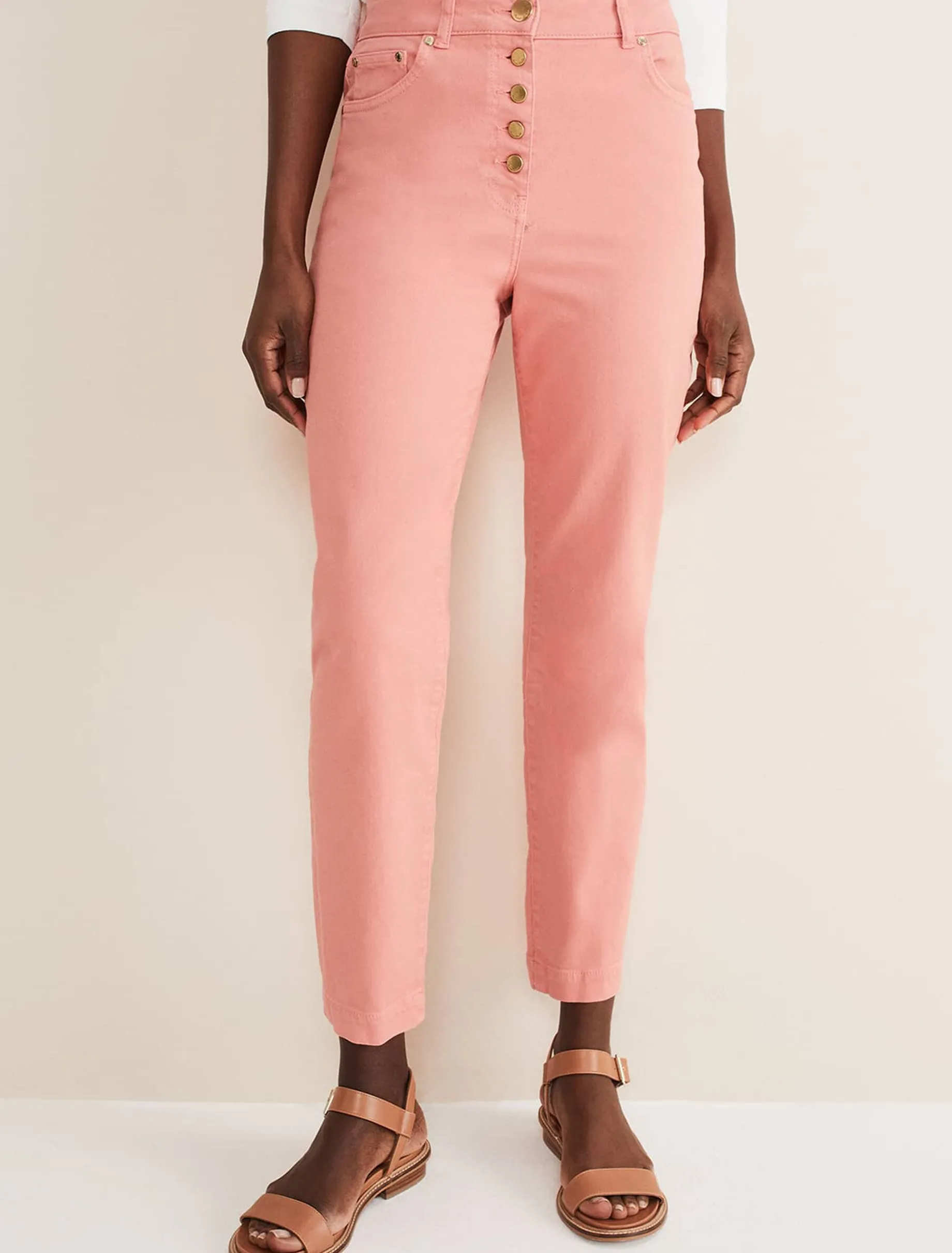 Karlie Button Through Straight Leg Jeans