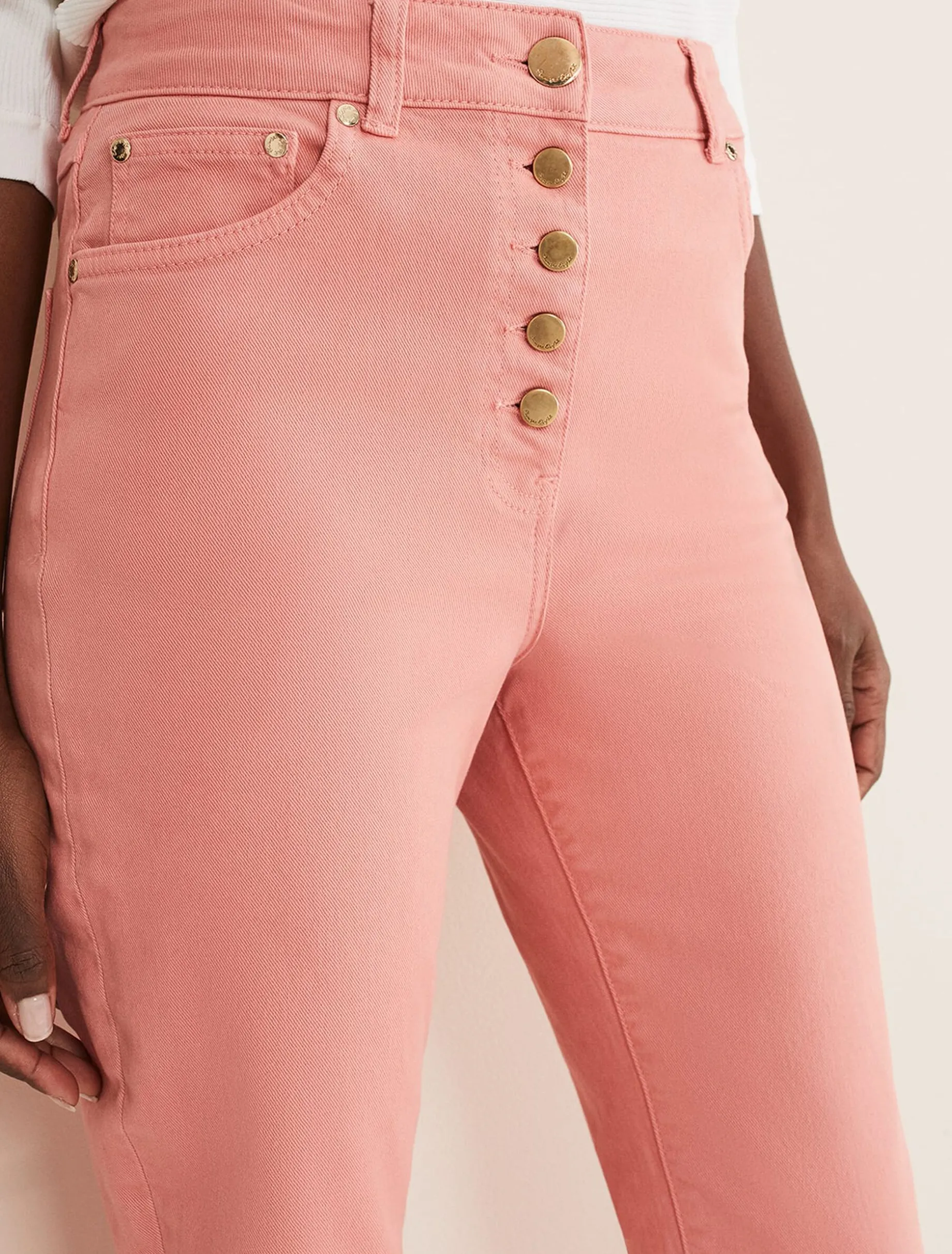 Karlie Button Through Straight Leg Jeans
