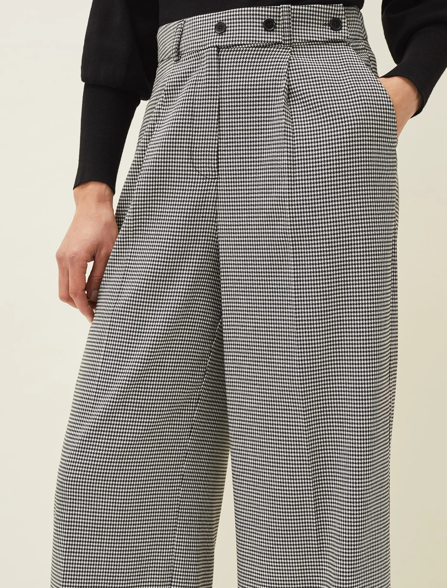 Karrie Dogtooth Wide Leg Trouser
