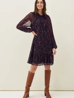 Keleigh Floral Chiffon Bell Sleeve Dress