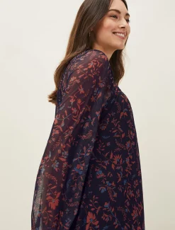 Keleigh Floral Chiffon Bell Sleeve Dress