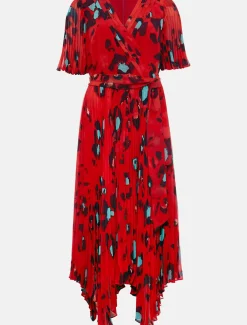 Kendall Butterfly Print Pleated Midi Dress