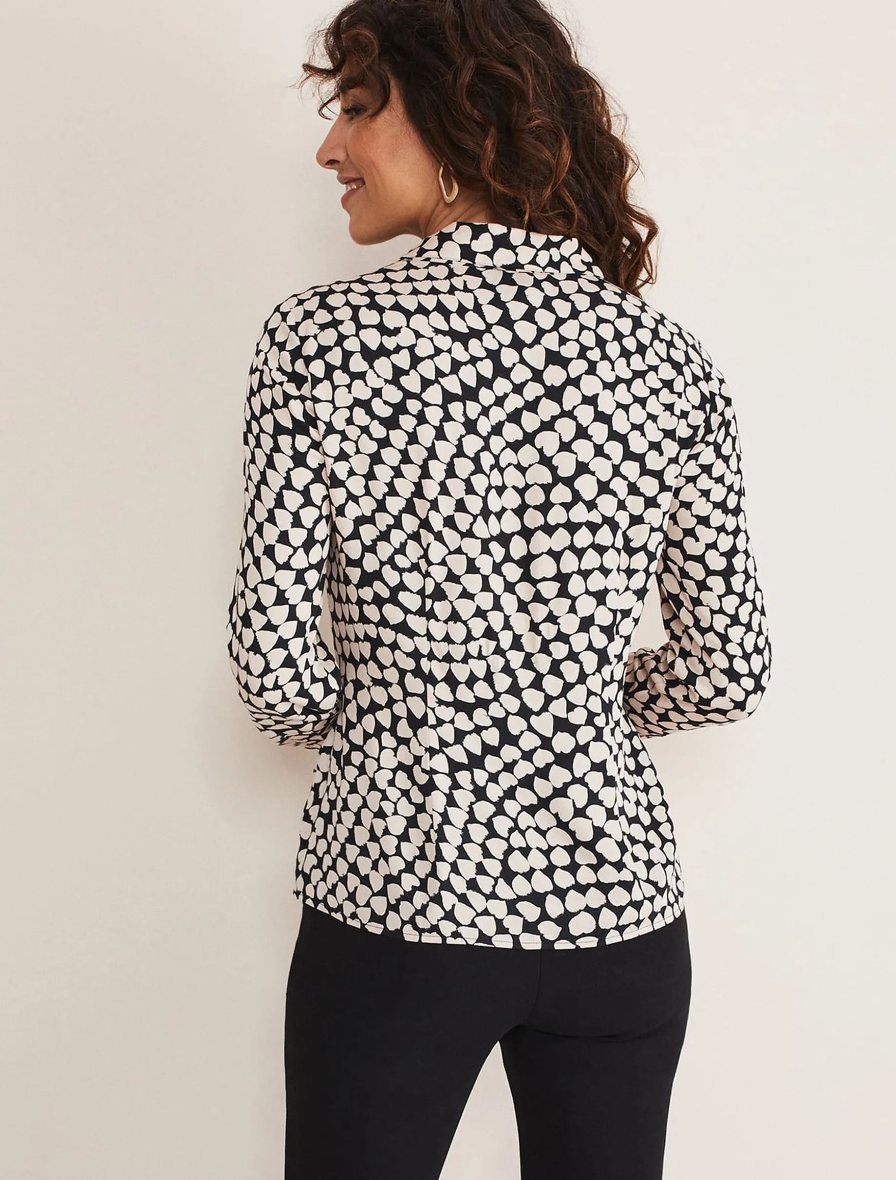 Kesia Ruched Front Heart Print Shirt