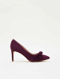 Knot Front Suede Court Shoe