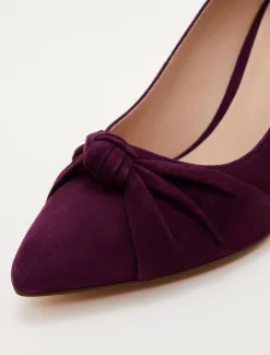 Knot Front Suede Court Shoe