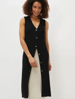 Kourtney Maxi Ribbed Sleeveless Cardigan