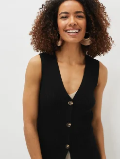 Kourtney Maxi Ribbed Sleeveless Cardigan