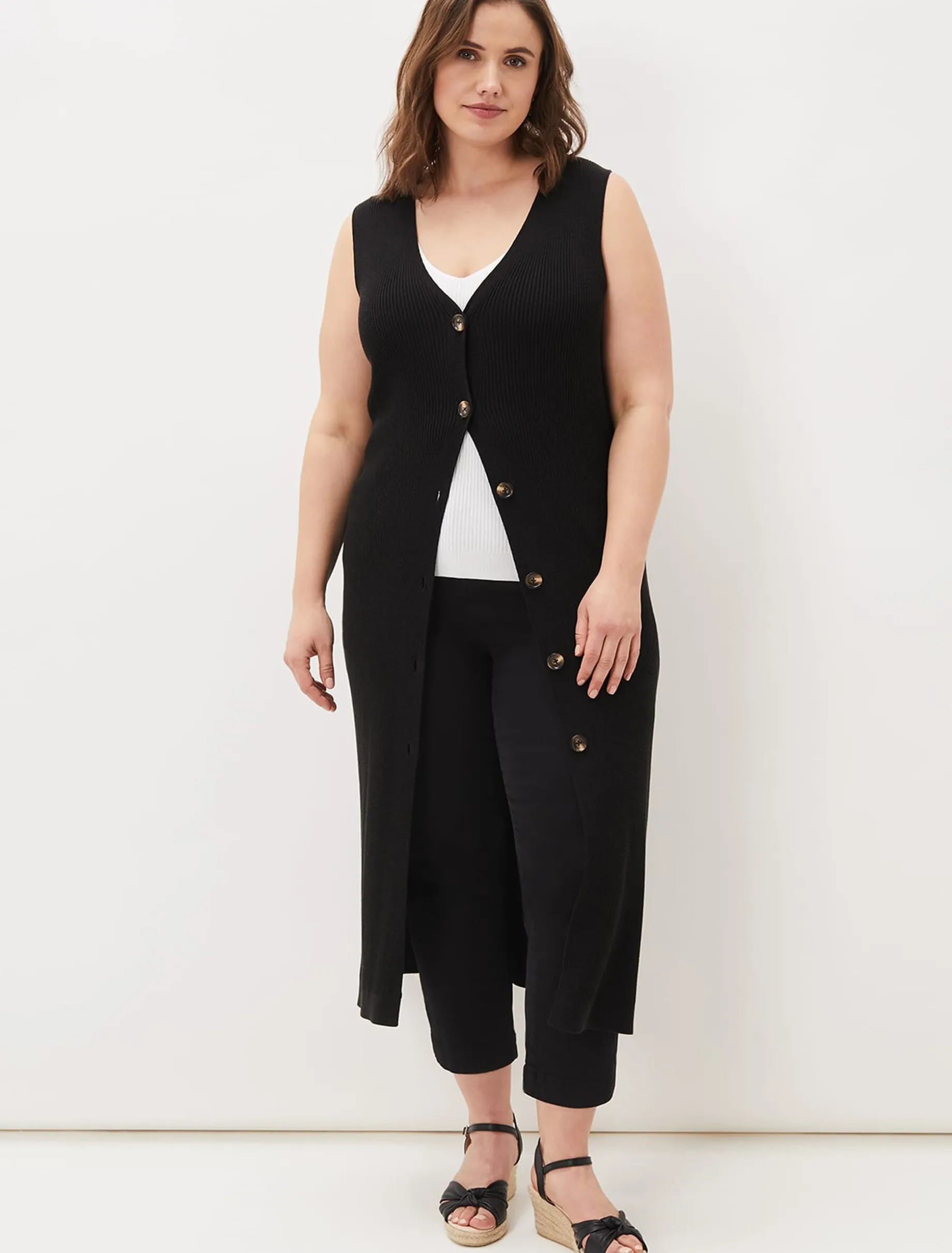 Kourtney Maxi Ribbed Sleeveless Cardigan
