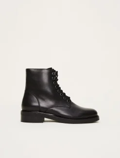 Lace Up Leather Flat Boots