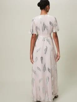 Larah Lurex Feather Jaquard Maxi Dress