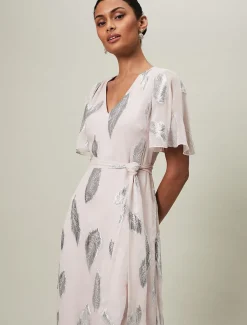 Larah Lurex Feather Jaquard Maxi Dress