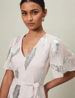 Larah Lurex Feather Jaquard Maxi Dress