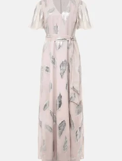 Larah Lurex Feather Jaquard Maxi Dress