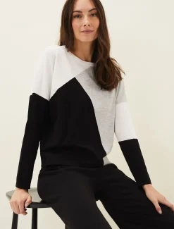 Laura Colourblock Fine Knit Jumper