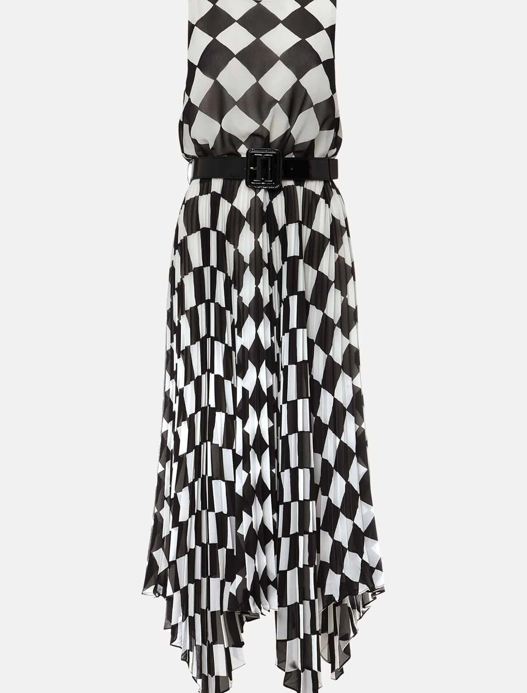 Laurel Checked Pleated Midi Dress