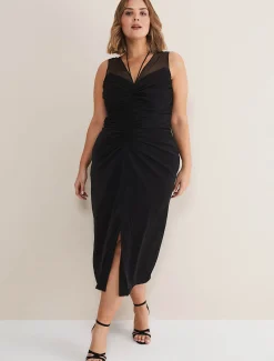 Leah Ruched Midi Dress
