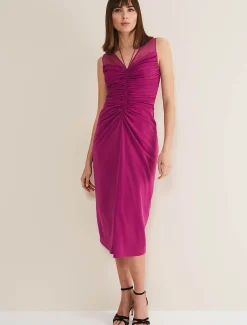 Leah Ruched Midi Dress