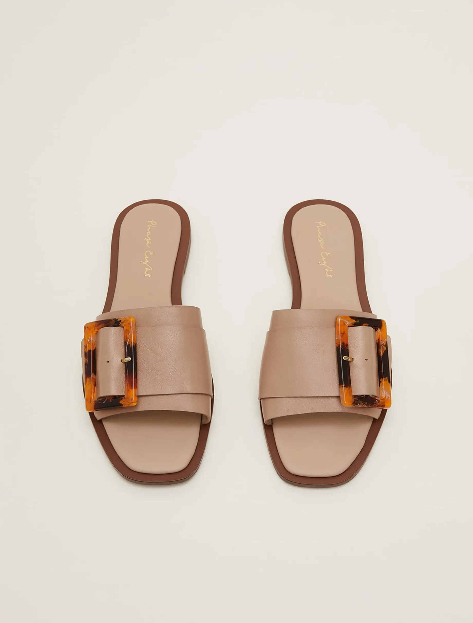 Leather Buckle Flat Sandals