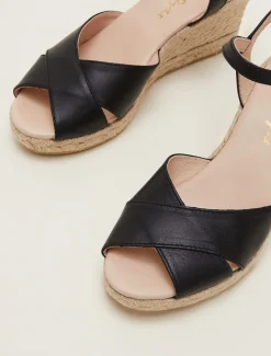 Leather Cross Front Espadrilles