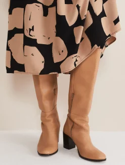 Leather Knee High Boots