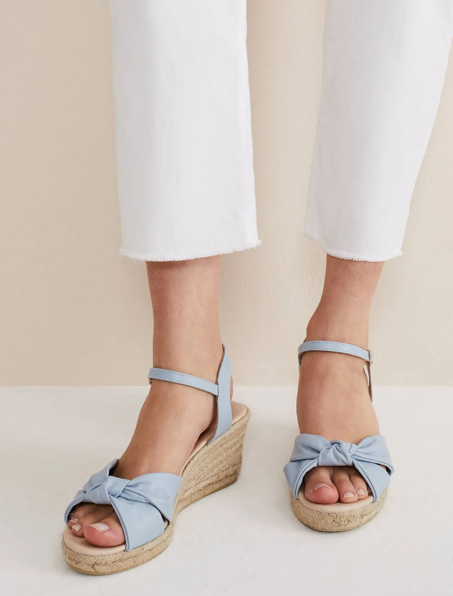 Leather Knot Front Espadrilles