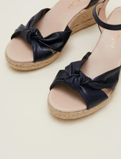 Leather Knot Front Espadrilles