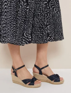 Leather Knot Front Espadrilles