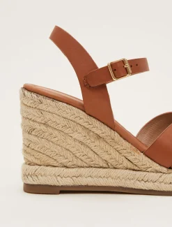 Leather Multi Strap Wedge Espadrille