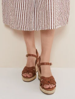 Leather Multi Strap Wedge Espadrille