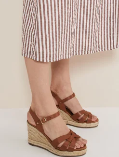 Leather Multi Strap Wedge Espadrille