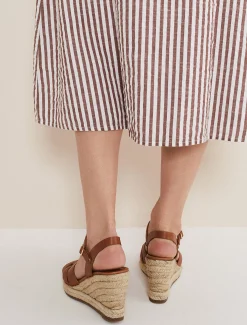 Leather Multi Strap Wedge Espadrille