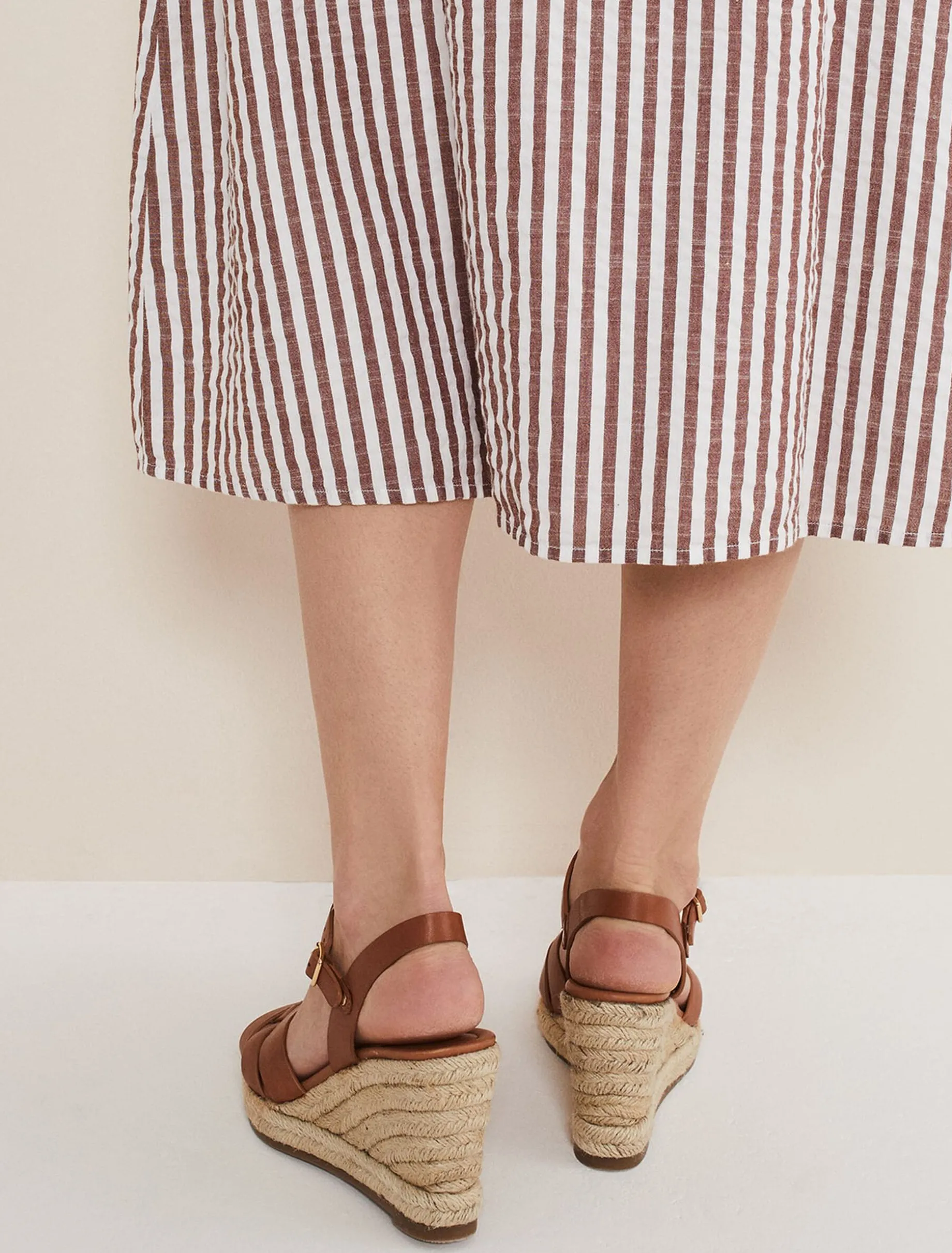 Leather Multi Strap Wedge Espadrille