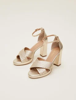 Leather Open Toe Heels