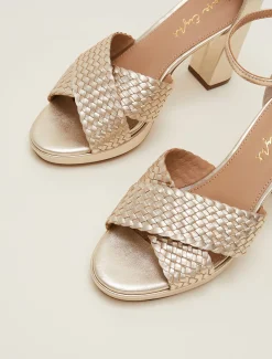 Leather Open Toe Heels