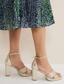 Leather Open Toe Heels