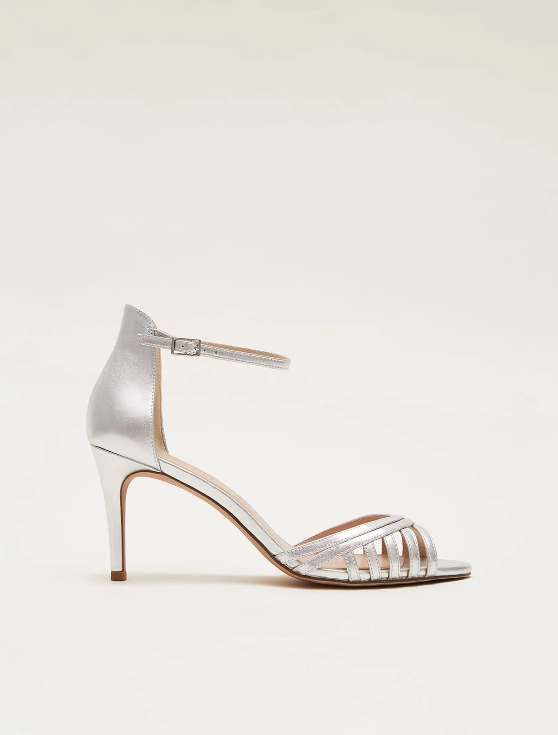 Leather Open Toe Heels