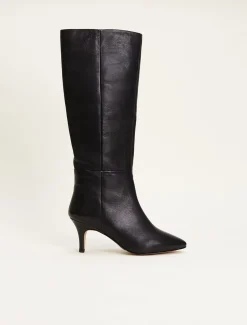 Leather Panelled Knee High Boot