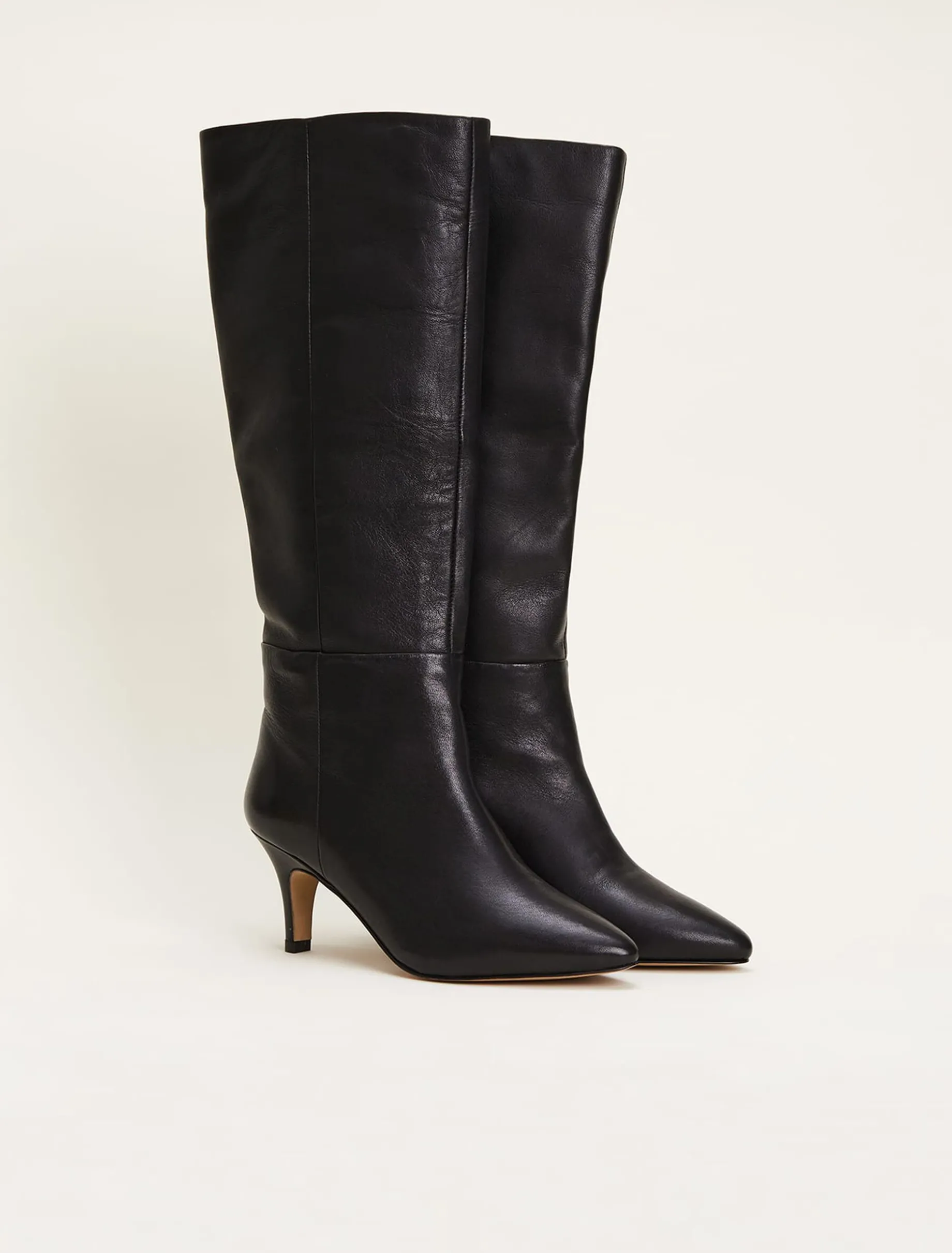 Leather Panelled Knee High Boot