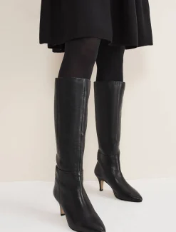 Leather Panelled Knee High Boot