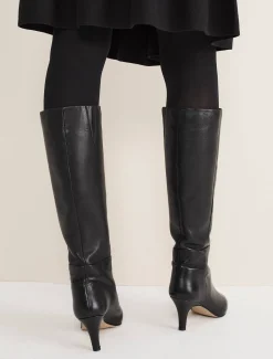 Leather Panelled Knee High Boot